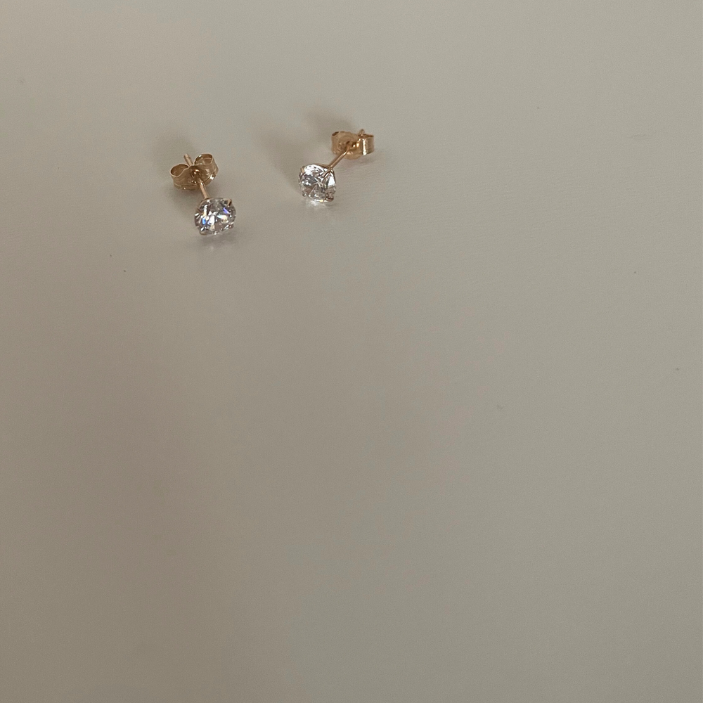 Tiarah 14k Solid Gold Cubic Zirconia Stud Earrings