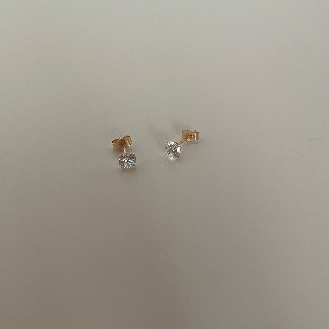 Tiarah 14k Solid Gold Cubic Zirconia Stud Earrings