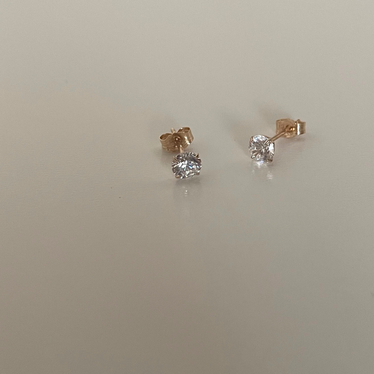 Tiarah 14k Solid Gold Cubic Zirconia Stud Earrings