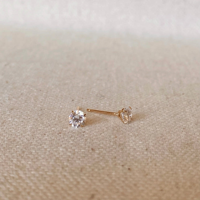 Tiarah 14k Solid Gold Cubic Zirconia Stud Earrings