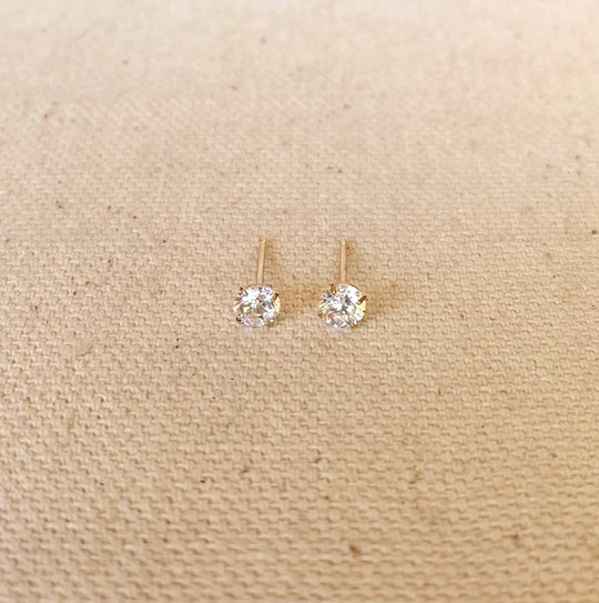 Tiarah 14k Solid Gold Cubic Zirconia Stud Earrings