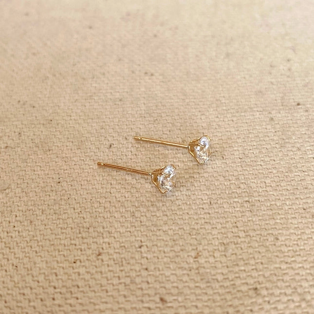 Tiarah 14k Solid Gold Cubic Zirconia Stud Earrings